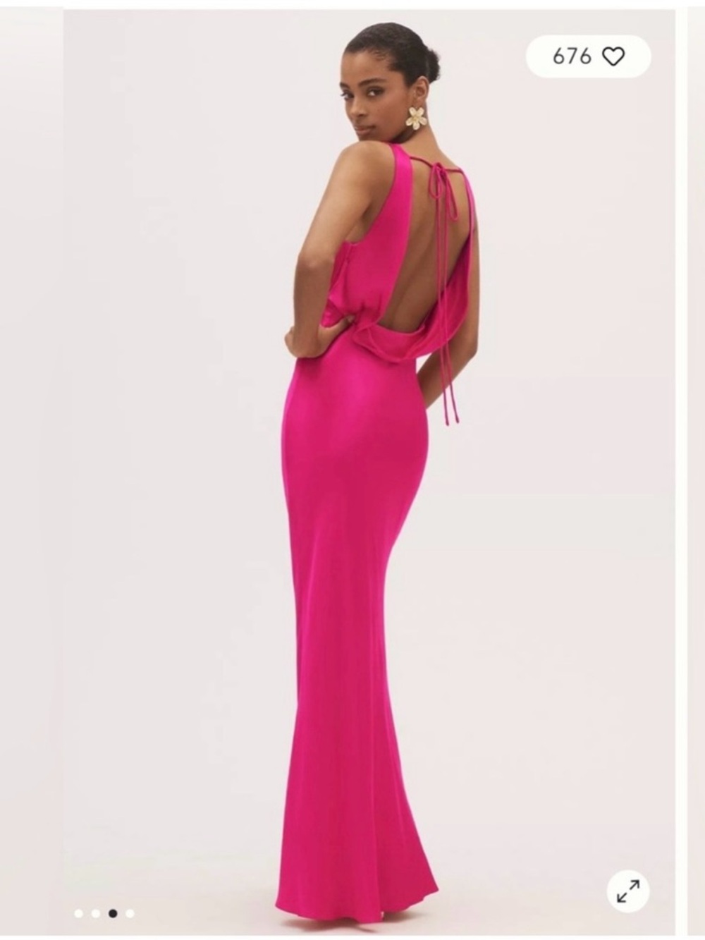 Anthropologie Fuchsia Open-Back Cowl Gown - Worn Once!